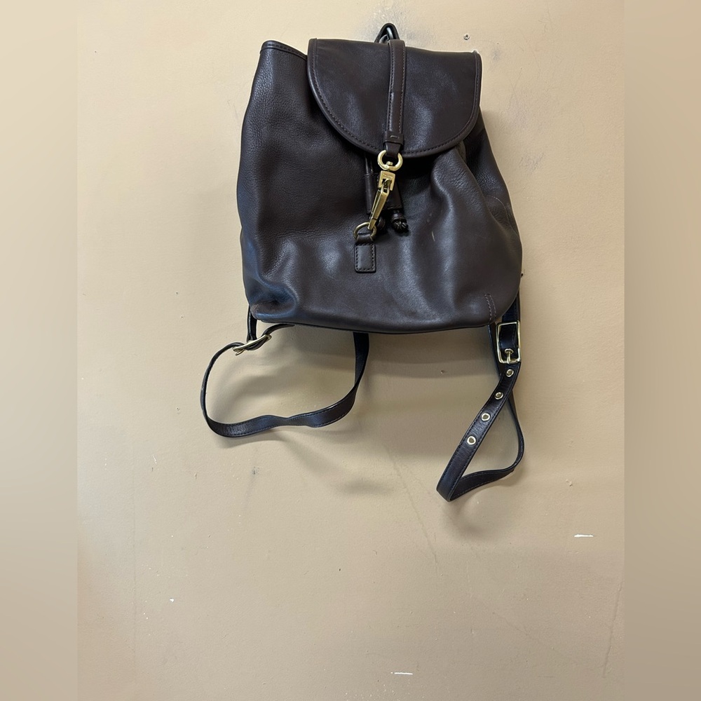 Vintage Coach Legacy Leather Backpack 9368  Brown Purse Drawstring Clip Clasp